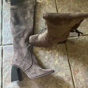 Brown knee high boots